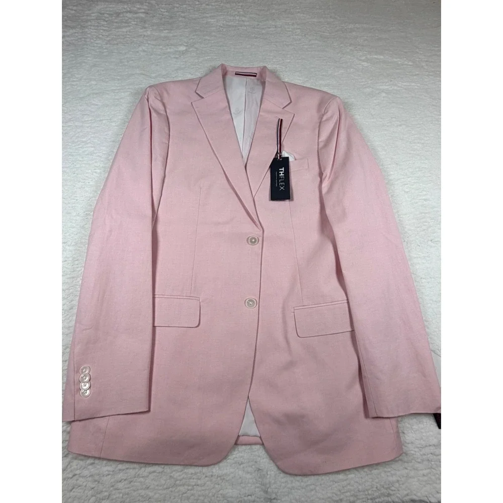 Tommy Hilfiger Mens Modern fit Sport Coat Blazer 40 L Pink Solid